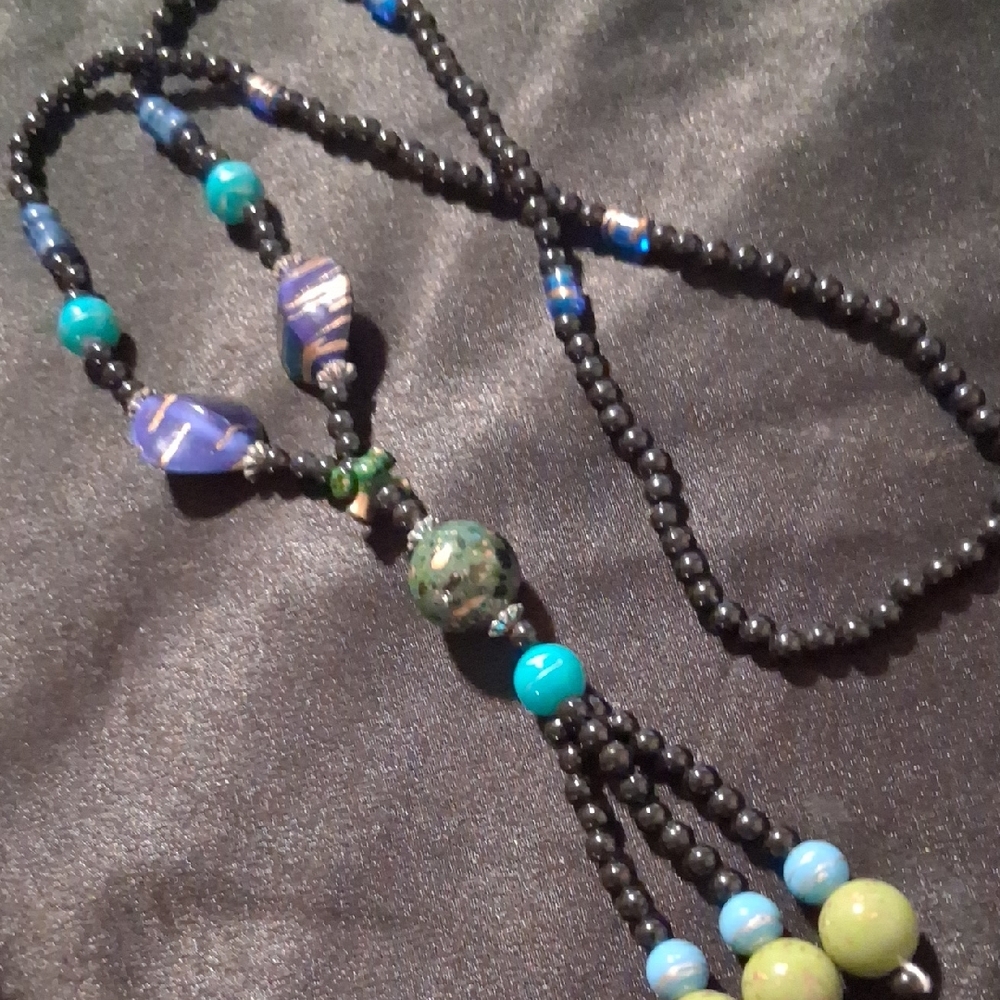 Talbots Black and Blue Beaded Necklace